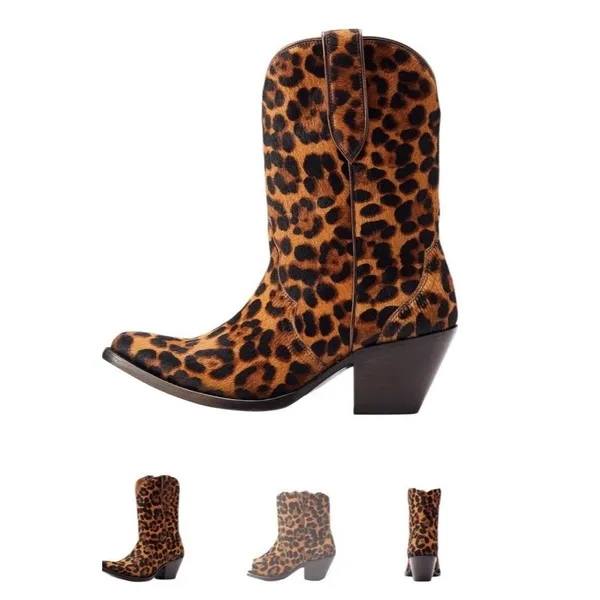 NEW $275 Ariat Women's Bandida Leopard Calf Hair Western Boots Cowboy Point Toe - Image 3