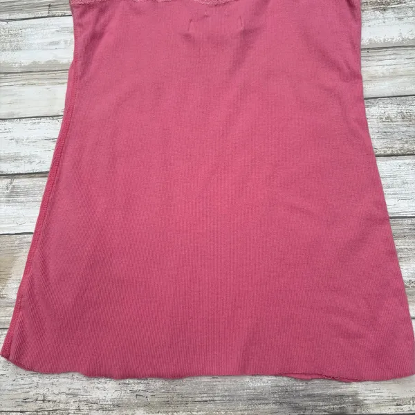 Y2K Abercrombie & Fitch Lace Tank Top Camisole Sz M Pink Stretch Ribbed Coquette - Image 7