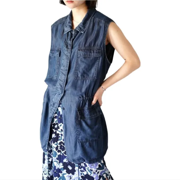 Buffalo David Bitton Lightweight Blue Denim Tunic Vest Medium‎ - Image 11