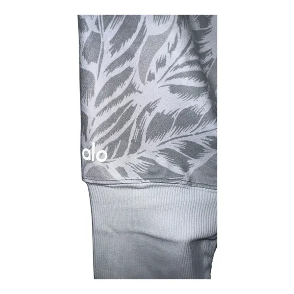 Alo White/Gray Palm Leaf Goddess Leggings, Small‎ - Image 7