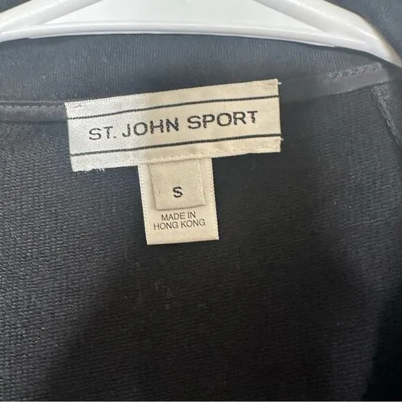 St. John Sport‎ Black Velvet Stretch Zip Up Studded Jacket Small - Image 4