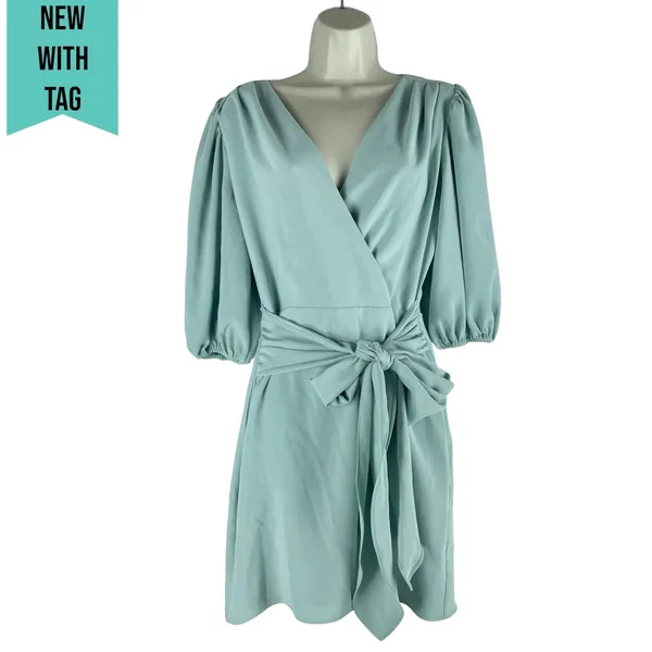 Amanda Uprichard Alida Waist Tie Mini Dress Waist Tie Sage Green Size S - Image 4