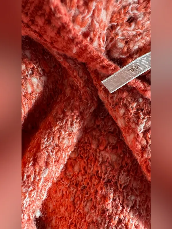 Free People Womens Red/OrangeChunky Long Sleeve Wool Blend Pullover Sweater Sm - Image 6
