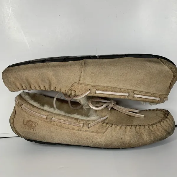 Ugg Women's Sz 11 Dakota Slipper Leather Nubuck Beige Tobacco Slip On Shoes 5612 - Image 5