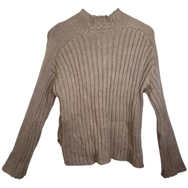 Abercrombie & Fitch Brown Ribbed Knit Long Sleeve Mock Neck Sweater Top Size S - Image 3