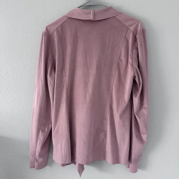 Mote Women's Jacket Size L-XL Soft Faux Suede Drape Pink Dusty‎ Long Sleeve - Image 12