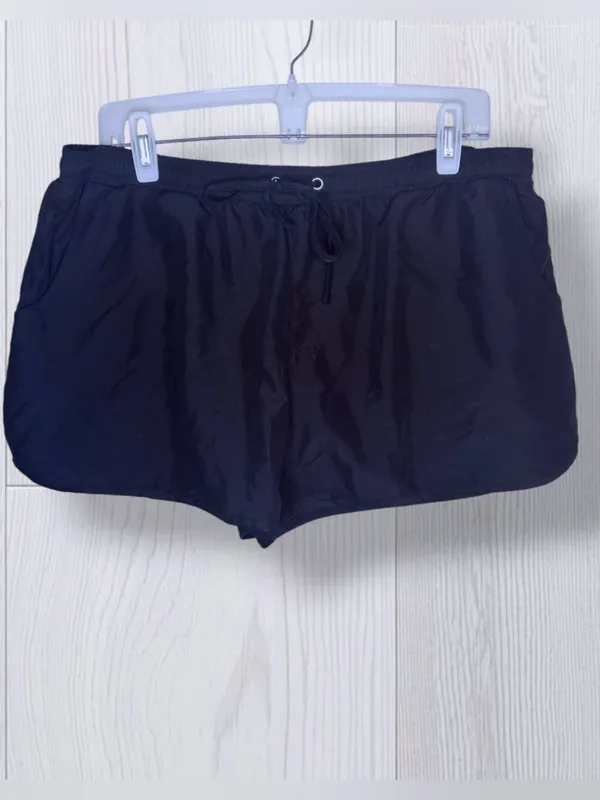 KONA SOL Black Drawstring Swim Cover-Up Shorts | Dolphin Hem - Image 3