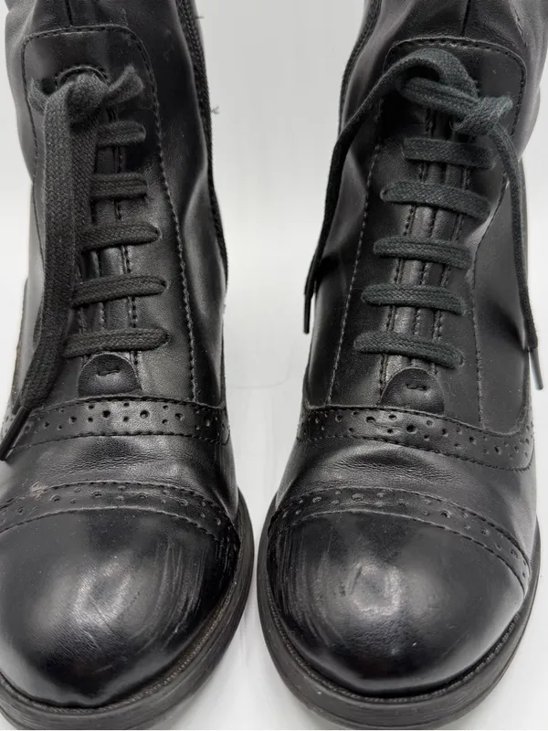 Tommy Hilfiger Black Leather Tall Riding Boots Lace Up Side Zip Women’s 6.5M - Image 4