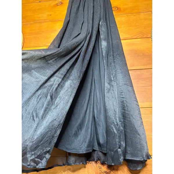 NWT Lulus Aria Black Crinkle Knotted Backless Maxi Dress Gala banquet Ball Sz L - Image 4
