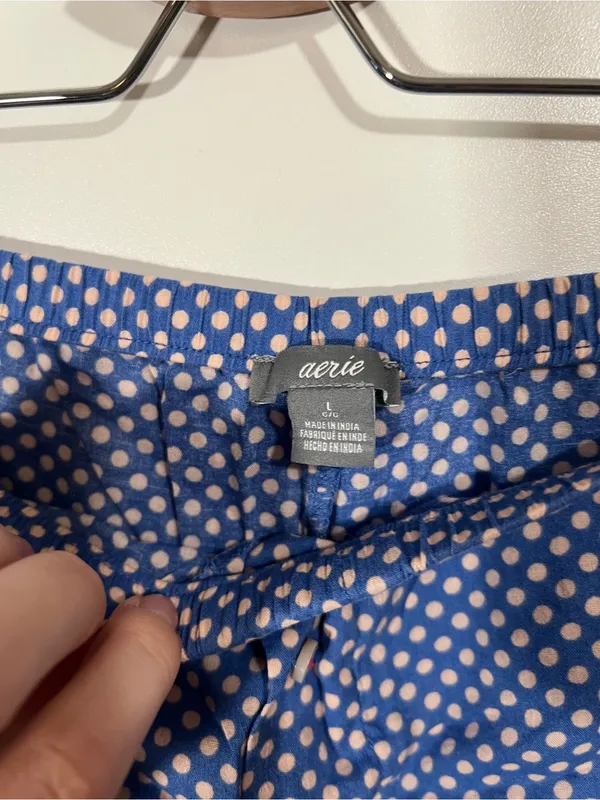 Vintage Aerie PJ Shorts Micro Shorts Blue Polka Dot Sz Large - Image 2