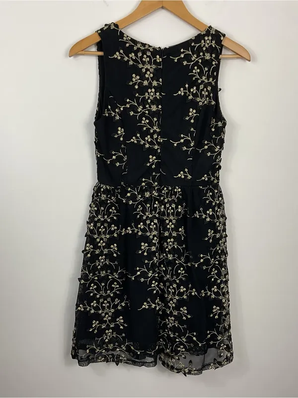 Altar’d State Jane Black & Gold Floral Lace Dress Womens Size Small - Image 3