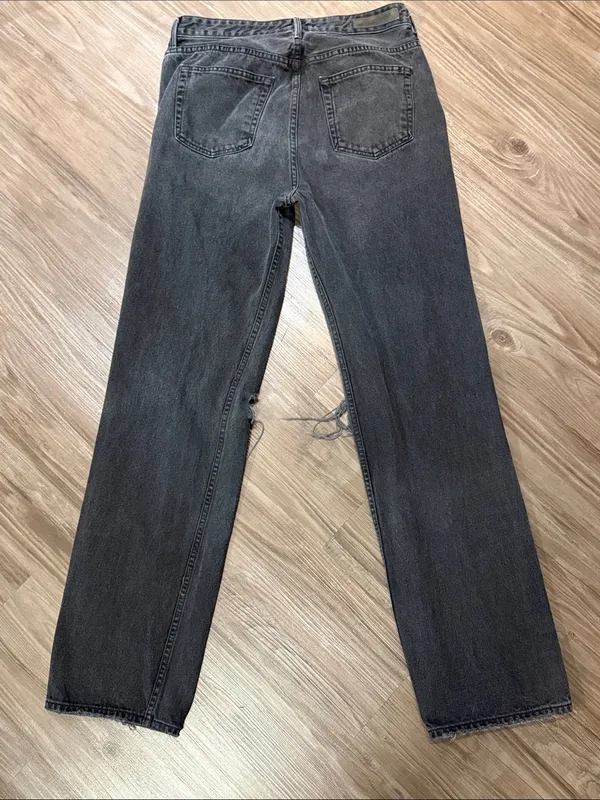 GRLFRND Mica High Rise Straight Jeans 28 Lights Off Distressed Black $248 - Image 4
