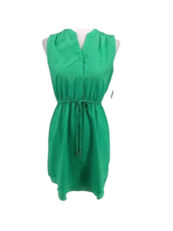 Maison Jules Green Shadow Dot Sleeveless Dress Size L NWT - Image 2