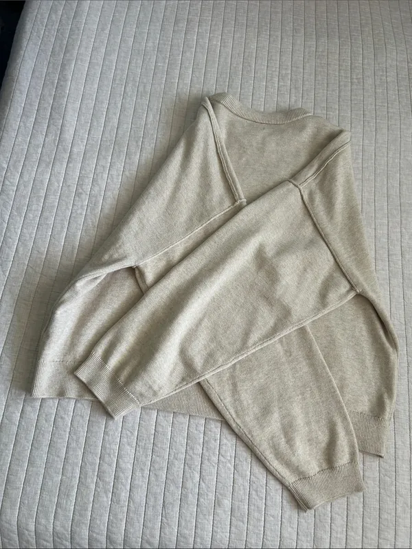 J. Crew Drop-shoulder oatmeal classic crew cotton boxy pullover sweater XL - Image 9