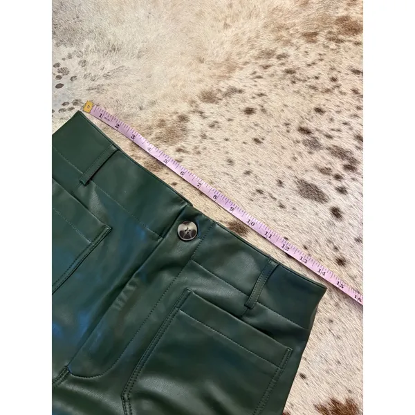 Maeve The Colette Green Faux Leather Crop Wide-Leg Pants Size 29 - Image 6