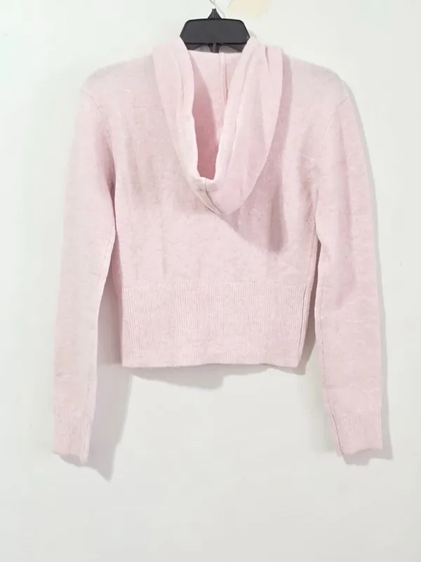 Victoria's Secret PINK Front-Zip Shrunken Sweater Hoodie - Pink Petal - Size M - Image 3