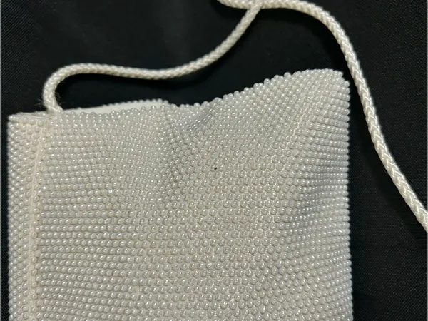 Beaded Evening Crossbody Shoulder Bag White - Image 5