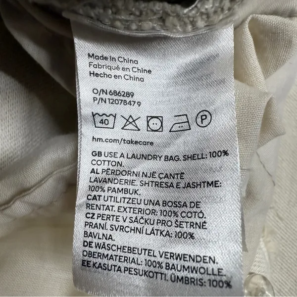 H&M Divided Wide Leg Jeans – Cream/Beige Frayed Trim – Size 18/US 50 - Image 5