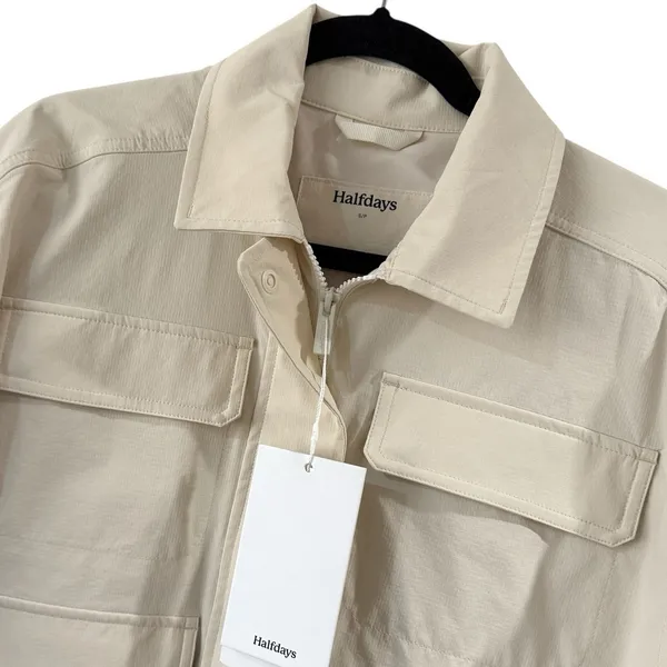 Halfdays Nan‎ Field Jacket Womens Small Oatmilk Beige Cargo Hiking Coat Full Zip - Image 2