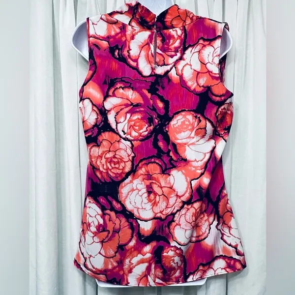 Worthington Floral Print Multicolored Sleeveless Blouse Size‎ Large - Image 10