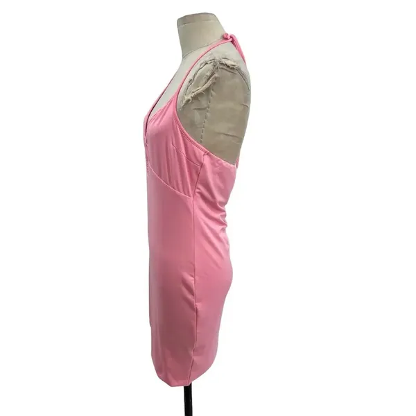 White Fox Boutique The Long Run Mini Dress Pink Halter Bodycon Size XL‎ - Image 7