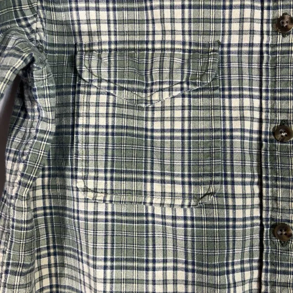 Krazy Kat Flannel Button Up Shirt 100% Cotton Pockets Women‎ Sz S Green Preowned - Image 3