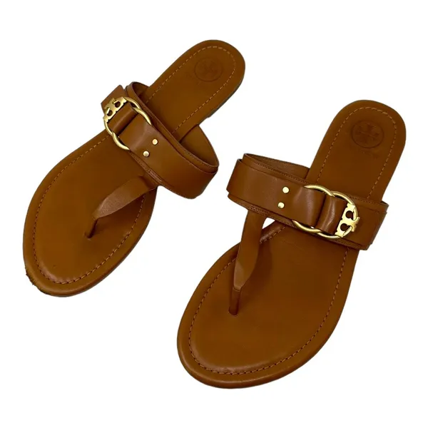 Tory Burch Tan Leather Marsden Flat Thong Sandal Size 9.5 - Image 5