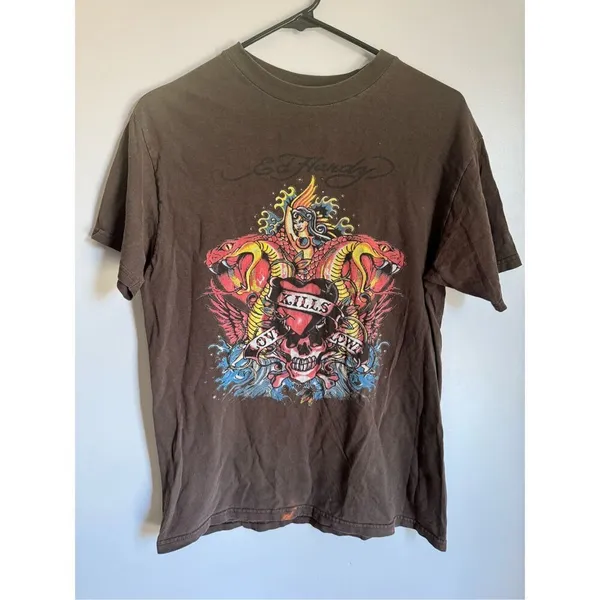 Vintage Y2K Ed Hardy Irregular cotton short sleeve T-shirt sz M women’s 90’s edg - Image 2