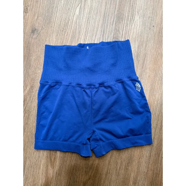 Free People FP Movement Good Karma High Waisted Seamless Shorts Royal Blue S/M - Image 2