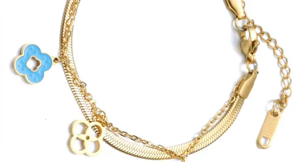 Radiant Luxe Colorful Clover Motif Charm Bracelet - Image 3