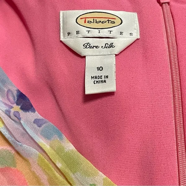 Talbots Silk Floral Sleeveless Midi Dress Pink Multicolor y2k Size 10 - Image 10