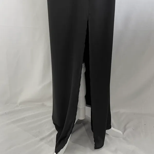 New Krisa One Sleeve Maxi One Shoulder Long Sleeve Side Slit Dress Black Size XS - Image 11