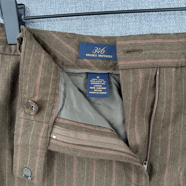 Brooks Brothers 346 Y2K Womens Brown Pinstripe 100% Wool Dress Pants Size 10 - Image 5
