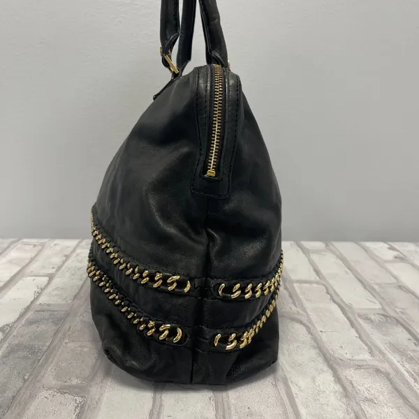 Tory Burch Top Handle Satchel in Black Leather w/ Gold-tone Chain - Preowned - Image 6