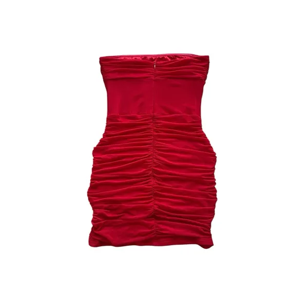 Superdown Revolve Bea Mini Dress Small Bodycon Ruched Mesh Bustier Red Strapless - Image 7