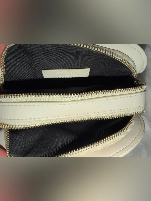 ZARA Cream Quilted Crossbody with Gold Studs and Chain - Image 10