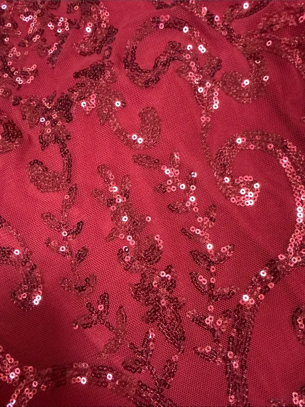 by & by Sequin Long Sleeve Dress Red - Image 3
