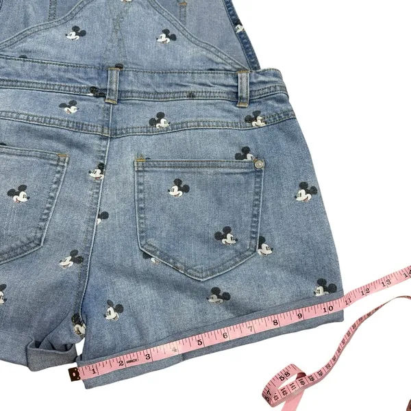 Disney Parks Mickey Mouse Denim Short Overalls Juniors Size Medium Bounding - Image 5