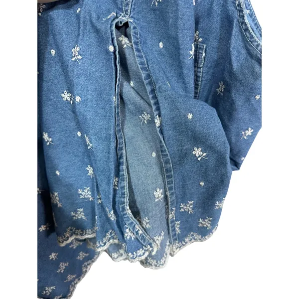 Solutions Women's‎ Large Blue Denim Floral Jumper Maxi Dress Cottagecore - Image 8