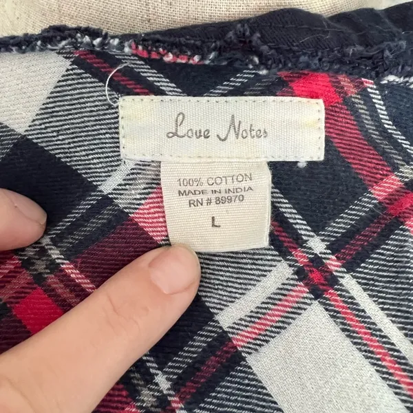 Love Note- Navy blue, Pink, white hooded flannel - Image 9