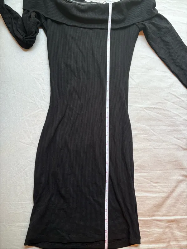 White Fox Nice And Clear Ribbed Off Shoulder Mini Dress Black XS NWT - Image 5