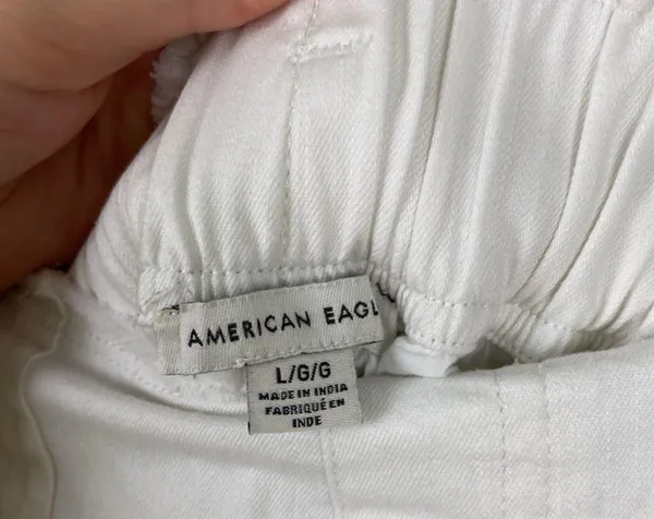 American Eagle High-Waisted Paperbag Wide Leg Pants White Women’s Size Large - Image 4
