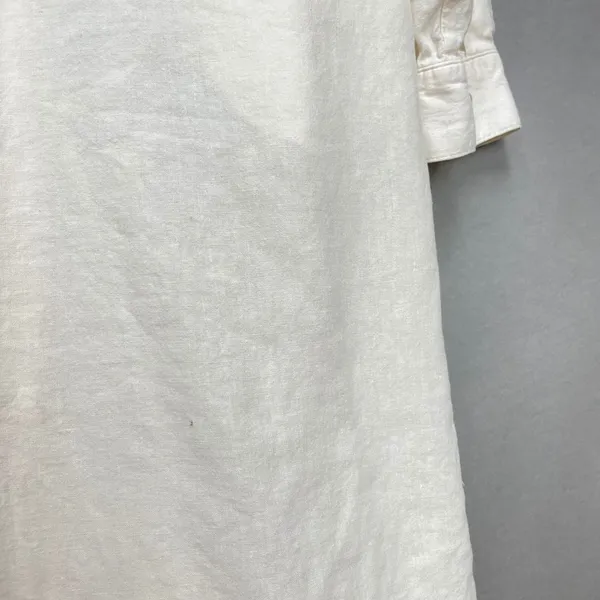 Old Navy Linen Blend Shirt Dress White Women Small Tall Long Sleeve Minimalist - Image 11