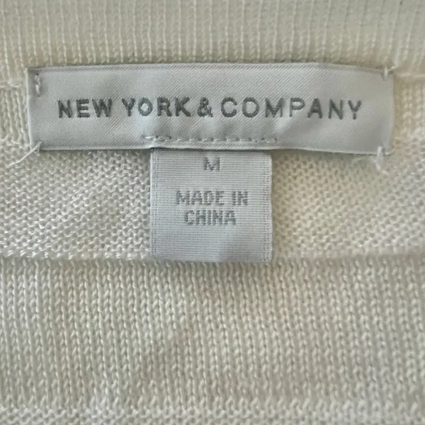 New York and Company Cream Sheer Knit Button Cardigan 3/4 Sleeve Sweater size M - Image 3