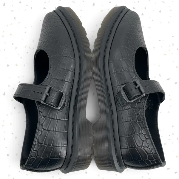 Dr. Martens Elphie Black Croc Mary Janes Pointed Almond Toe Leather Flats Size 5 - Image 4