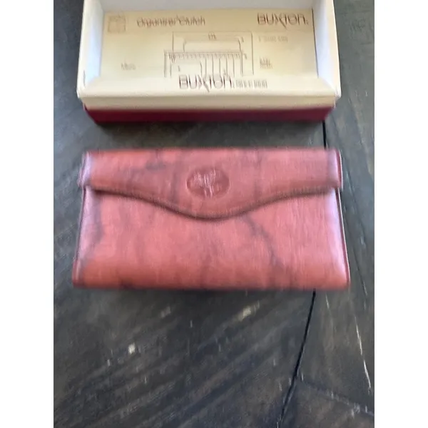 Vintage Buxton Brown Leather Organizer Clutch Wallet Checkbook Kiss Lock 25936-C - Image 2