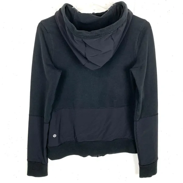 Lululemon Voyage Hoodie Stretch French Terry Yoga Boardshort Fabric Black 8 - Image 4
