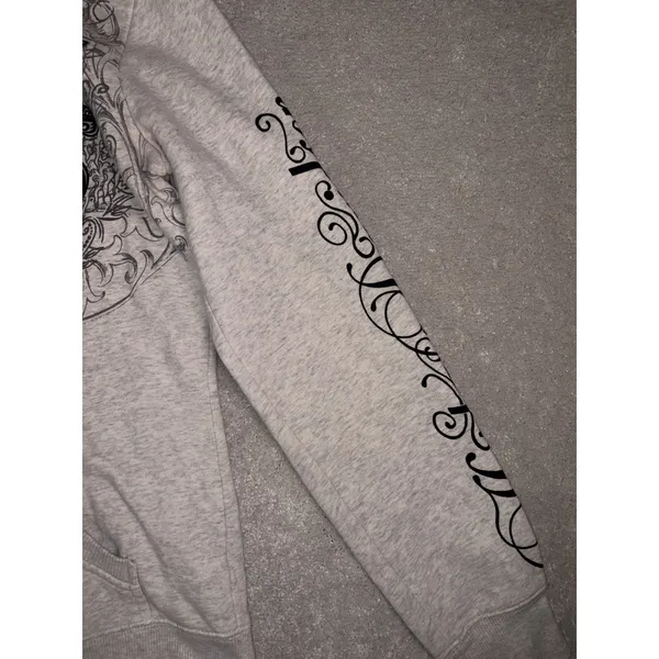 harley davidson zip up hoodie womens heart daggar L Script Split Zip Hood - Image 5