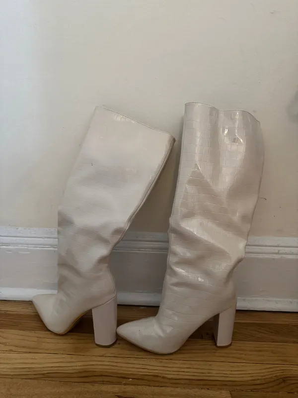 Cream knee high boot White Size 6.5 - Image 3
