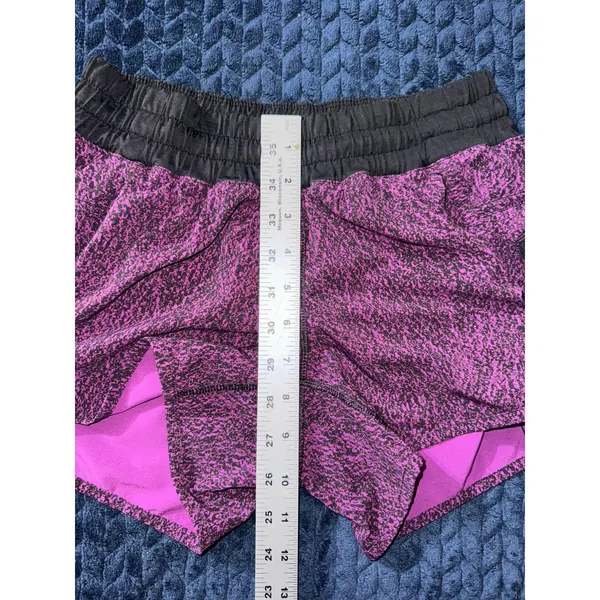 Lululemon Women's Run‎ Times Shorts Speckled Foil Magenta Purple Black Size 6 - Image 8
